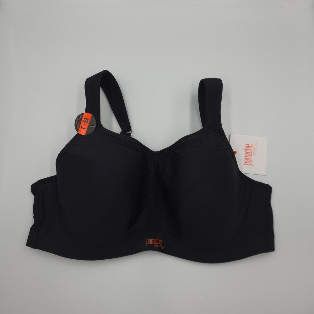 Panache Power 5021 Underwire High Impact Sports Bra in Black Size 38DD
